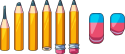 Various Pencils & Erasers